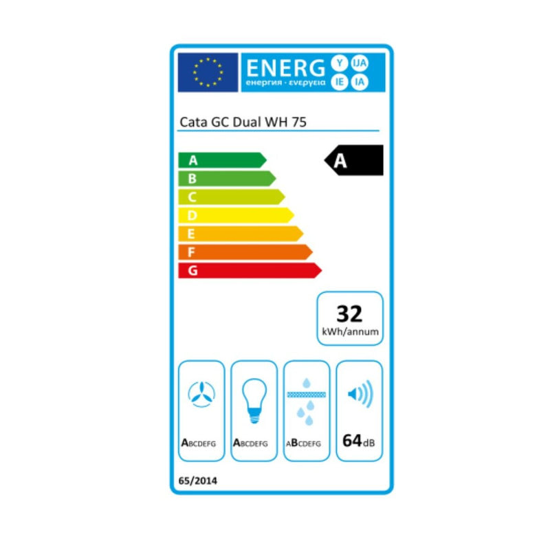 Konventioneller Rauchfang Cata GCDUAL A XG WH 75 79,2 cm 820 m3/h 54 dB 130W