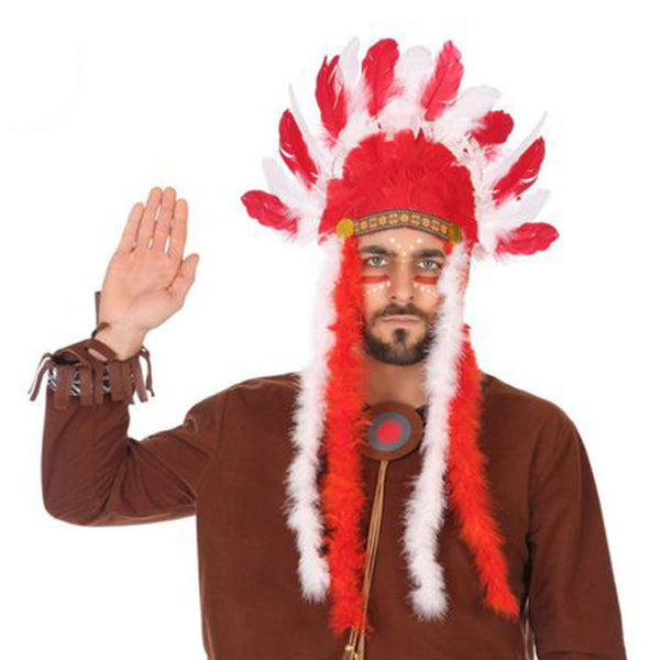 Indianer-Kopfschmuck 58297 Rot Indianer
