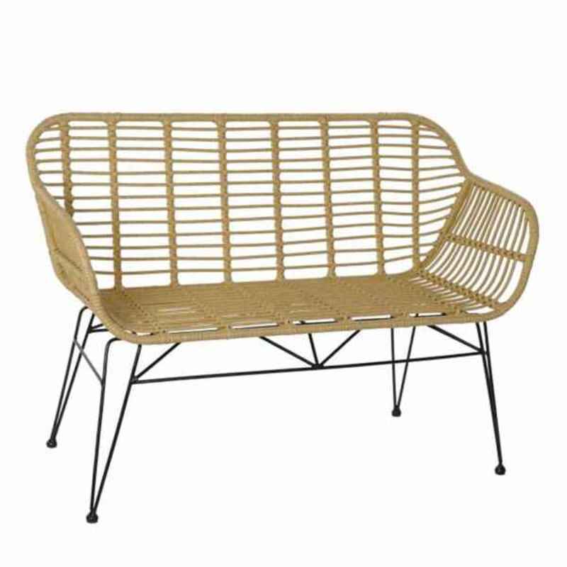 Gartenbank DKD Home Decor Metall Synthetischer Rattan Rattan (116 x 55 x 83 cm)