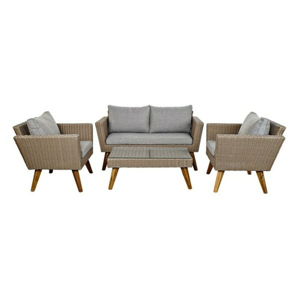 Tisch mit 3 Sesseln DKD Home Decor Holz Rattan (4 pcs)