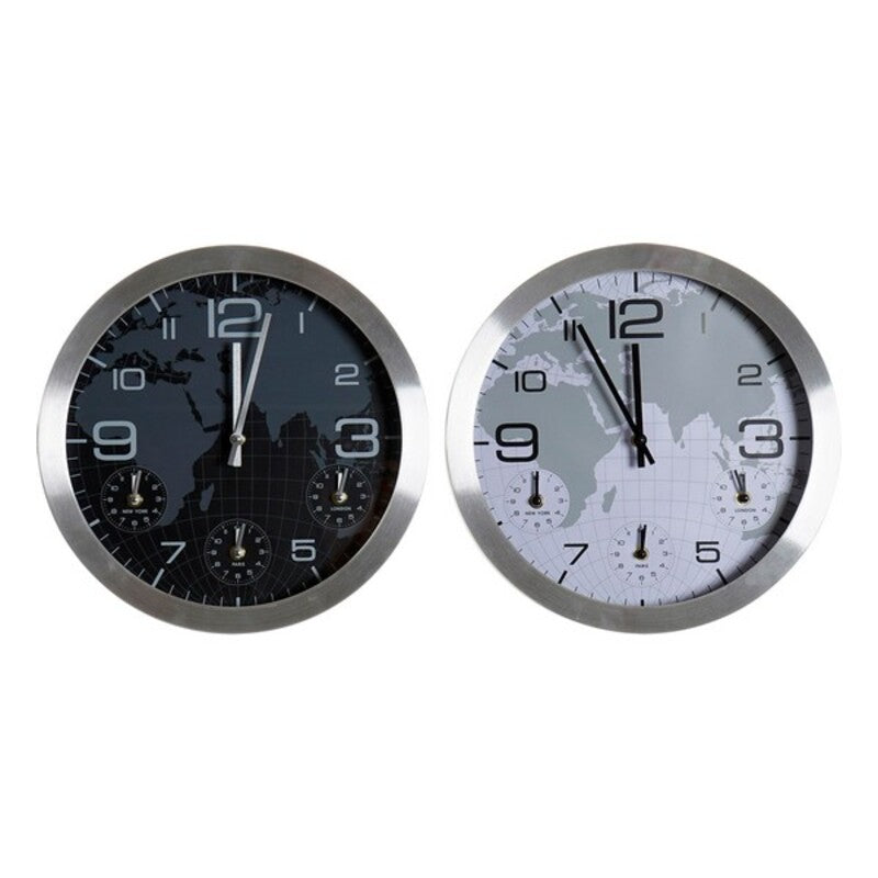 Wanduhr DKD Home Decor Weltkarte (2 pcs)