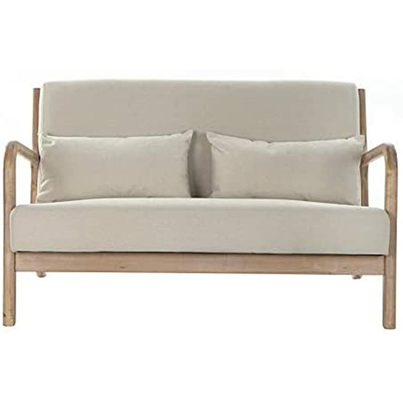 Sofa DKD Home Decor Beige Leinen Kautschukholz (122 x 85 x 74 cm)