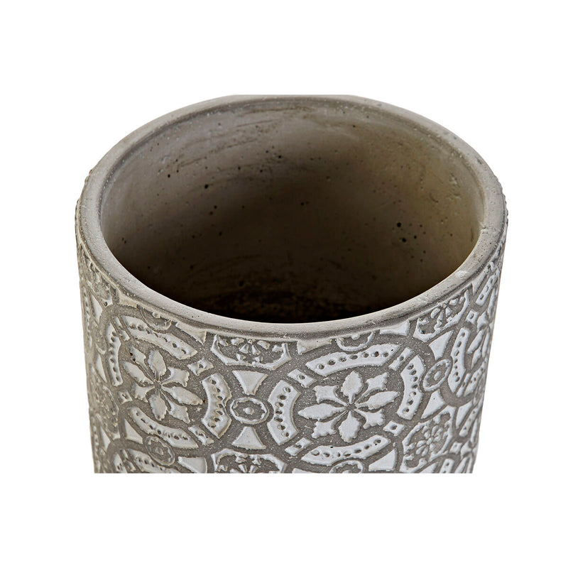 Blumentopfset DKD Home Decor Grau Zement Weiß Araber (18,8 x 18,8 x 15 cm)