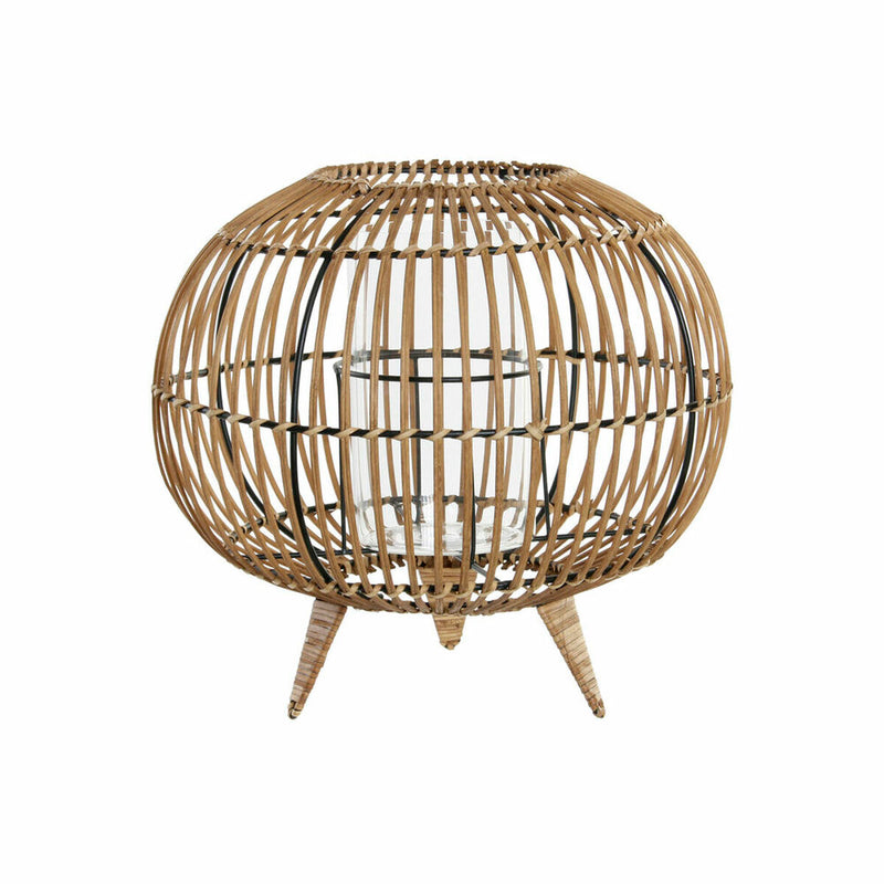 Kerzenschale DKD Home Decor Metall Kristall Rattan (32 x 32 x 29 cm)