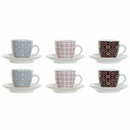 Satz von Kaffeetassen DKD Home Decor Grau Granatrot Bone China Porzellan (11.5 x 11.5 x 6.5 cm) (6 pcs) (180 ml)