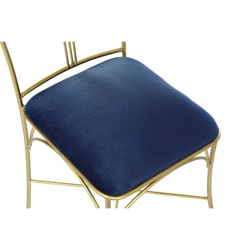 Esszimmerstuhl DKD Home Decor Blau Golden Polyester Messing (45 x 42 x 88,5 cm)