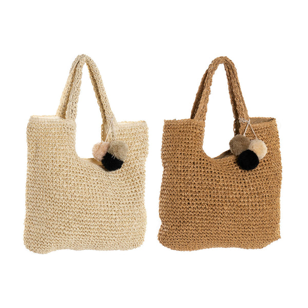 Handtasche DKD Home Decor natürlich Beige Polyester Faser (46 x 3 x 65 cm) (2 Stück)