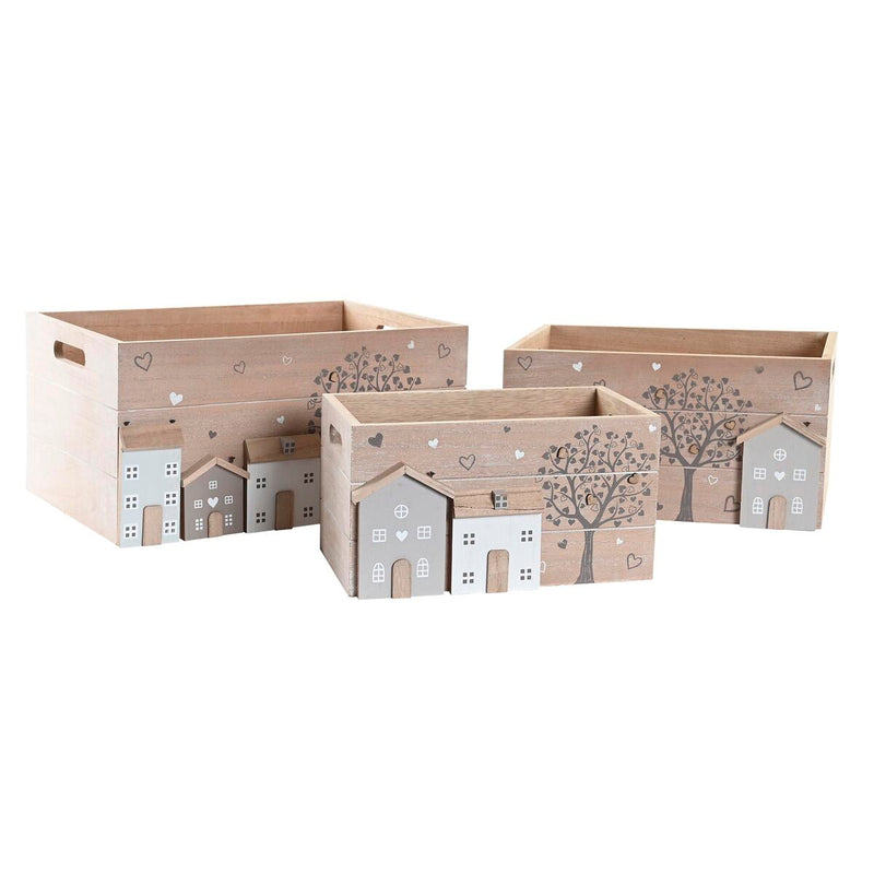 Set dekorativer Karten DKD Home Decor Holz MDF Boho (36 x 26 x 18 cm)