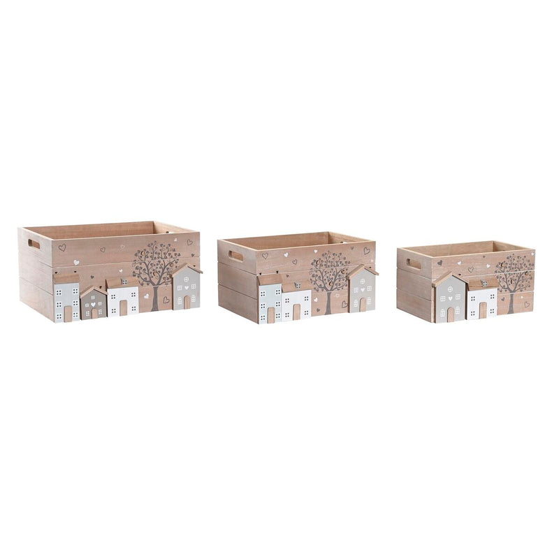 Set dekorativer Karten DKD Home Decor Holz MDF Boho (36 x 26 x 18 cm)