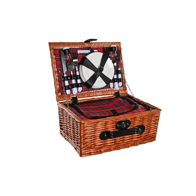 Korb DKD Home Decor Picnic natürlich Rot korb (48 x 28 x 18 cm)