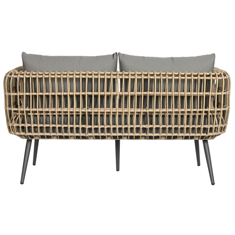 Tisch mit 3 Sesseln DKD Home Decor Braun Synthetischer Rattan Aluminium (144 x 67 x 74 cm)