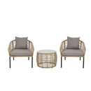 Tisch-Set mit 2 Stühlen DKD Home Decor Synthetischer Rattan Stahl (68 x 73,5 x 66,5 cm)