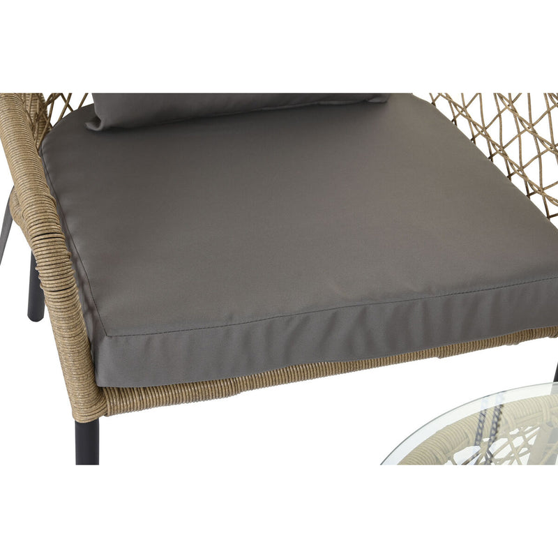 Tisch-Set mit 2 Stühlen DKD Home Decor Synthetischer Rattan Stahl (68 x 73,5 x 66,5 cm)