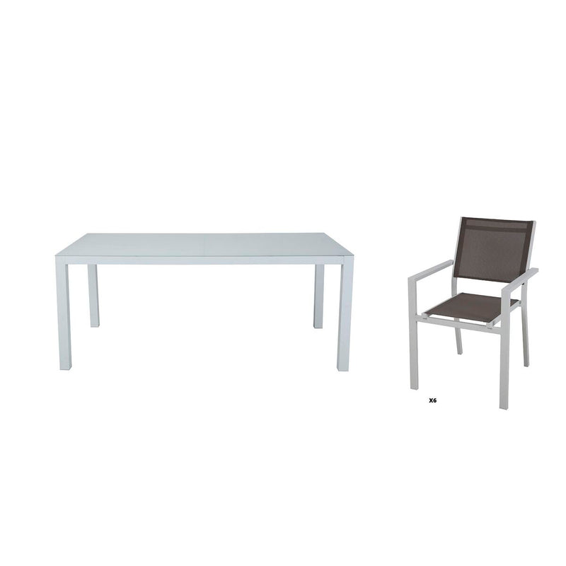 Tisch-Set mit 6 Stühlen DKD Home Decor Außenbereich Aluminium (180 x 90 x 75 cm)