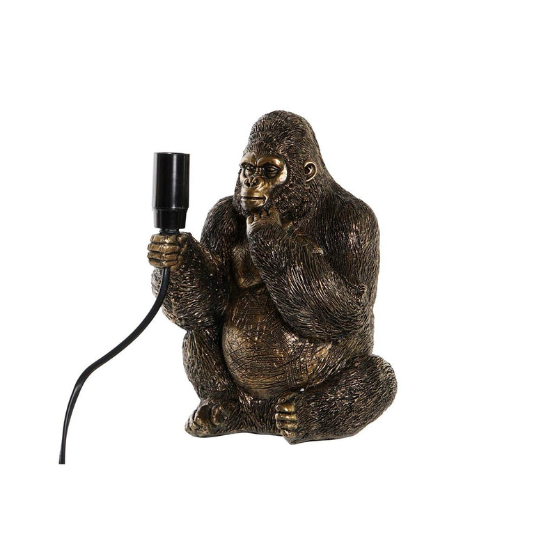 Tischlampe DKD Home Decor Gorilla Schwarz Golden Harz 25 W (18 x 17 x 23,5 cm)