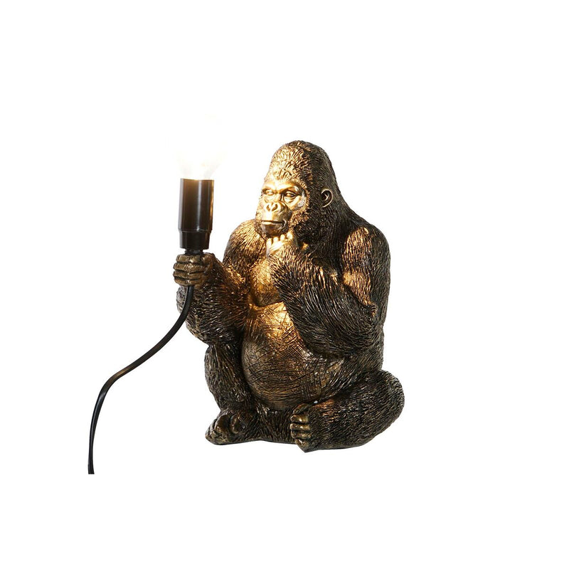 Tischlampe DKD Home Decor Gorilla Schwarz Golden Harz 25 W (18 x 17 x 23,5 cm)