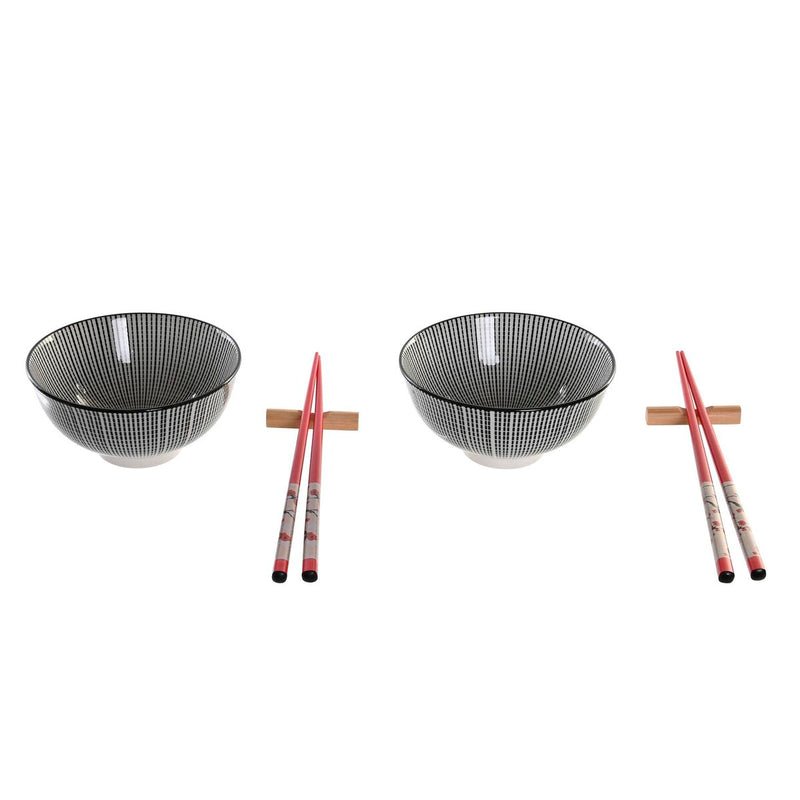 Sushi-Set DKD Home Decor Schwarz Bambus Steingut Orientalisch (6 Stücke)