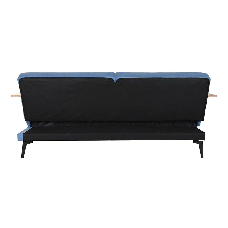 Schlafsofa DKD Home Decor Schwarz Blau Metall Braun Polyester Eukalyptusholz (203 x 87 x 81 cm)