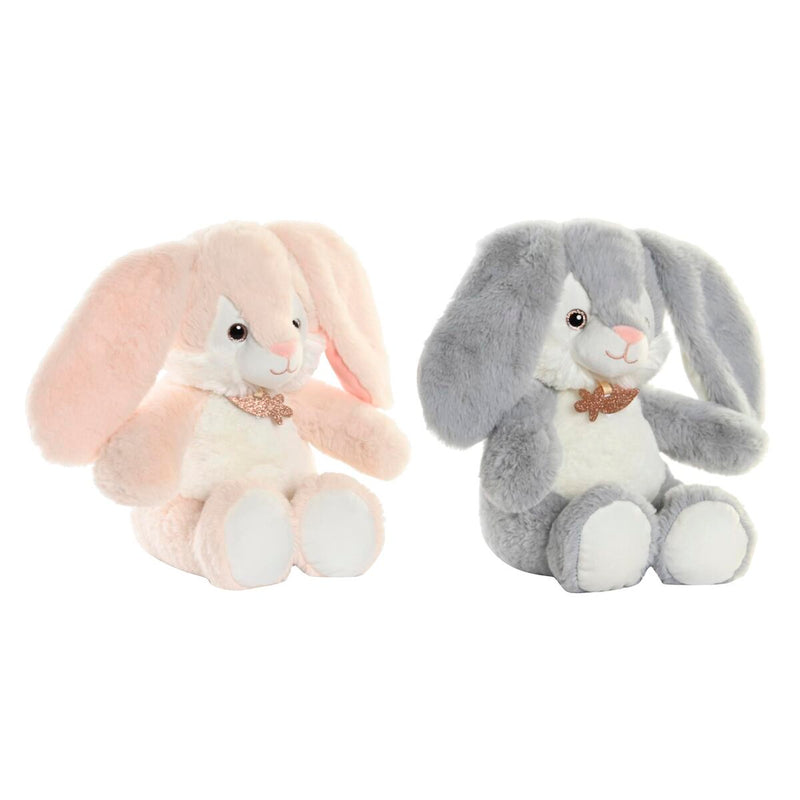 Plüschtier DKD Home Decor Beige Hase Für Kinder Hellgrau (26 x 23 x 28 cm) (2 Stück)