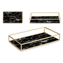 Schale Marmor Schwarz Golden Metall Glas (25 x 4 x 15 cm)