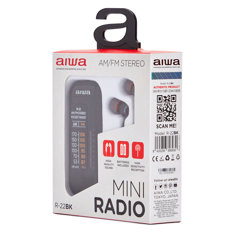 Tragbares Radio Aiwa R22BK Schwarz AM/FM Mini