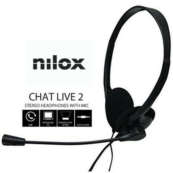 Kopfhörer mit Mikrofon Nilox AURICULARES DOBLE JACK CON MICROFONO PC