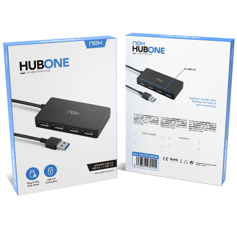 Hub USB Nox NXLITEHUBONE Schwarz