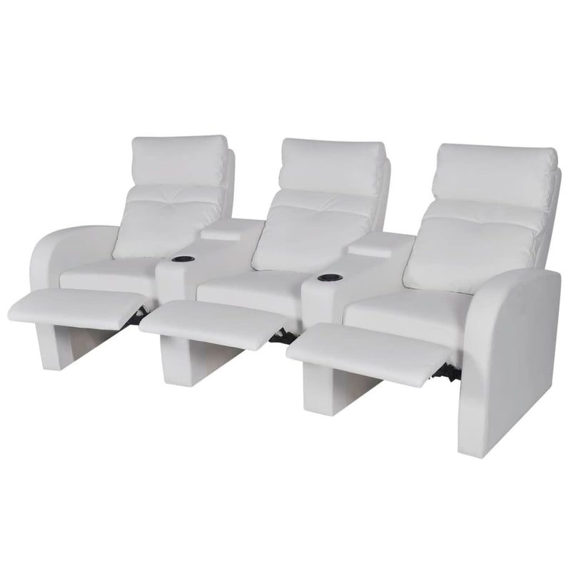 Relaxsessel 3-Sitzer Kunstleder Weiß