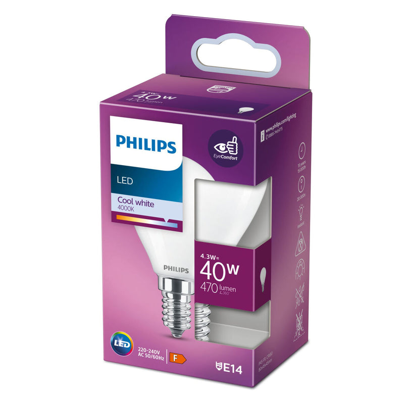 LED-Lampe Philips Vela y lustre E14 470 lm 4,3 W (4,5 x 8,2 cm) (4000 K)