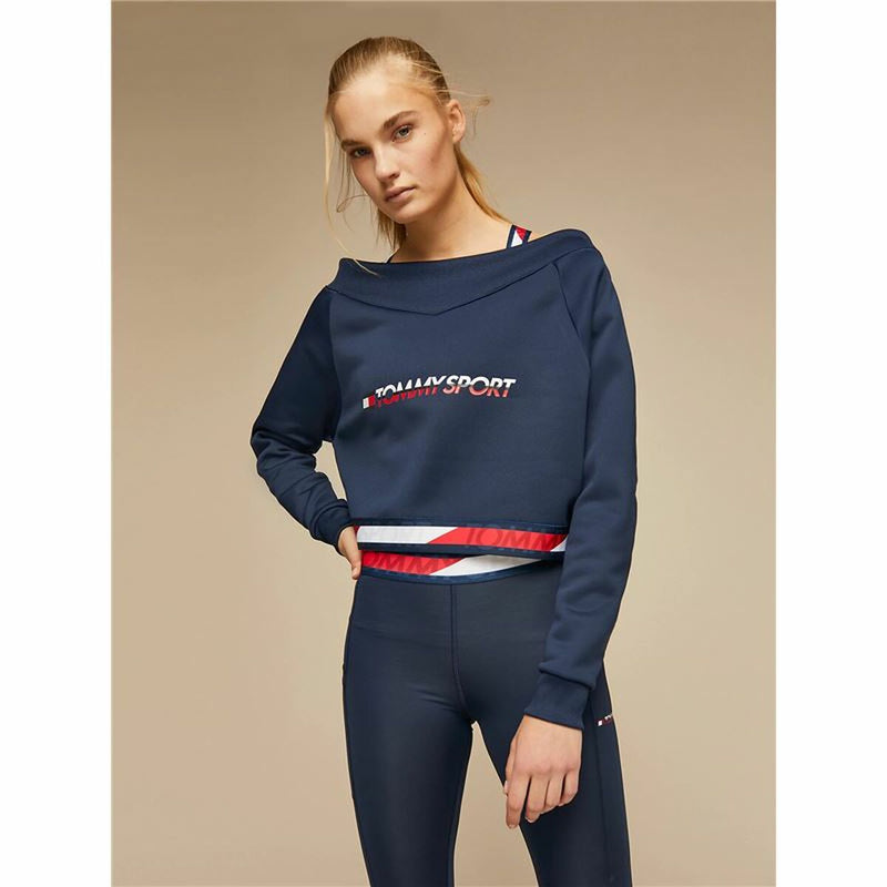 Damen Sweater ohne Kapuze Tommy Hilfiger Crop V Neck Dunkelblau