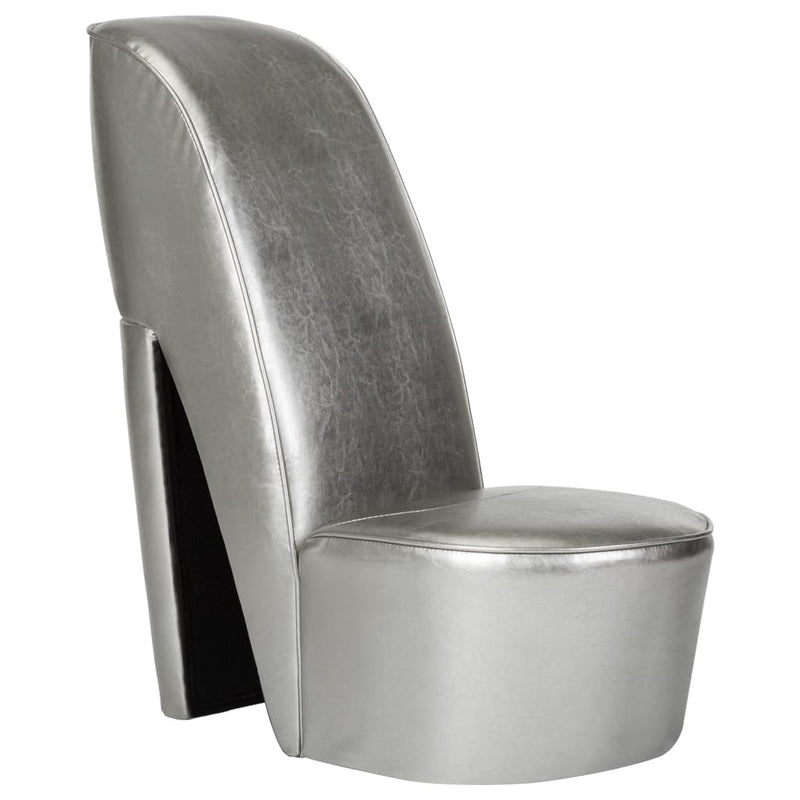 Stuhl in Stöckelschuh-Form Silbern Kunstleder