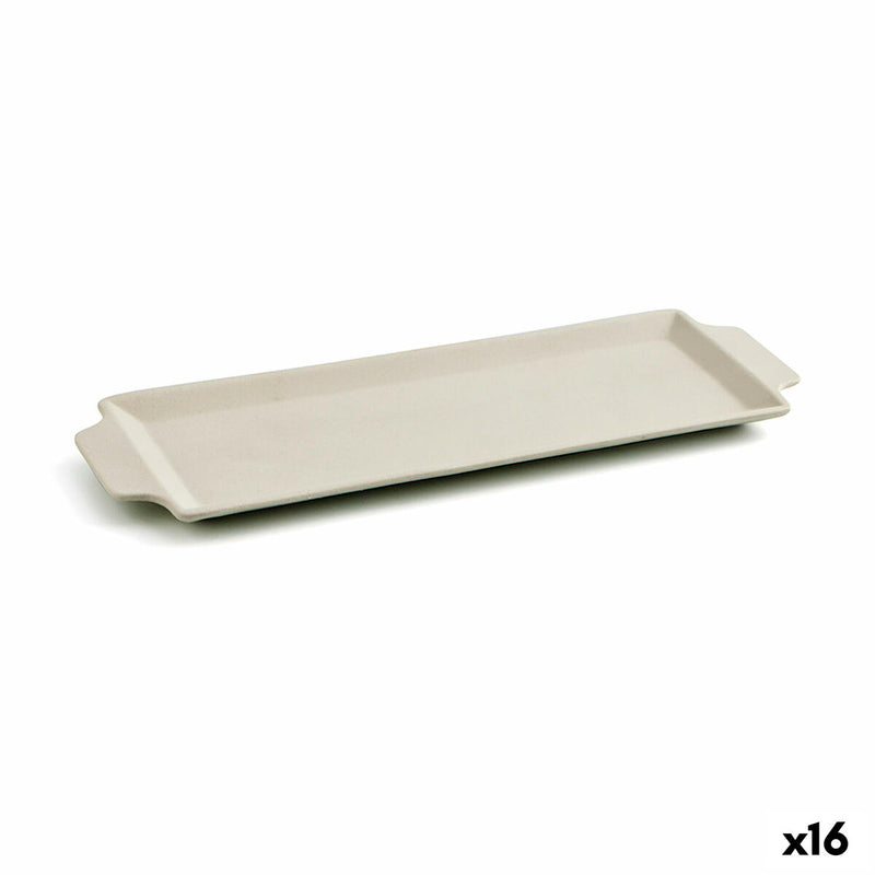 Tablett für Snacks Quid Mineral aus Keramik Beige (10 x 28 cm) (16 Stück)