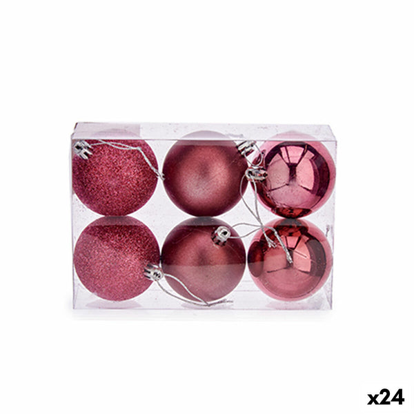 Weihnachtskugeln Set Rosa PVC (Ø 8 cm) (24 Stück)