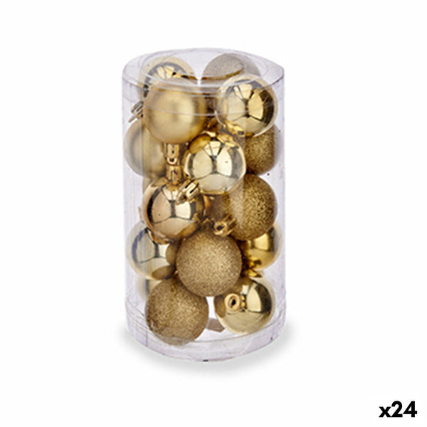 Weihnachtskugeln Set Gold Kunststoff (Ø 4 cm) (24 Stück)