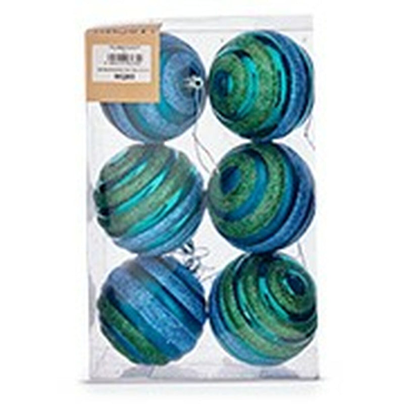 Weihnachtskugeln Set Ø 8 cm Blau grün PVC (12 Stück)