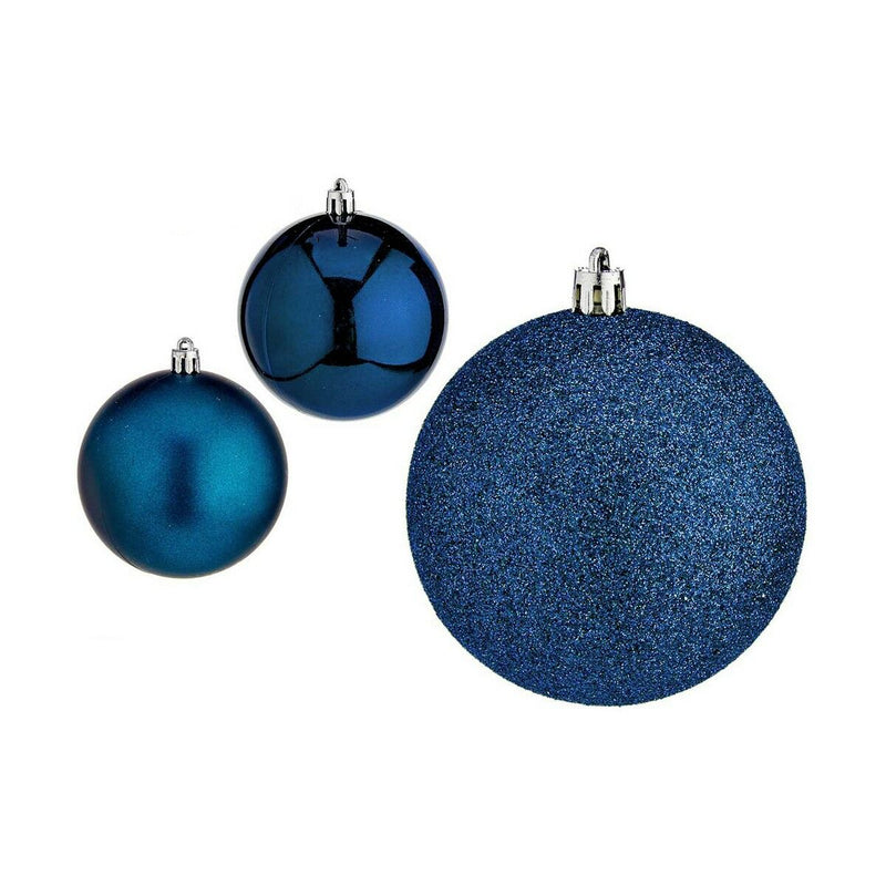 Weihnachtskugeln Set Blau Kunststoff (8 x 9 x 8 cm) (12 Stück)