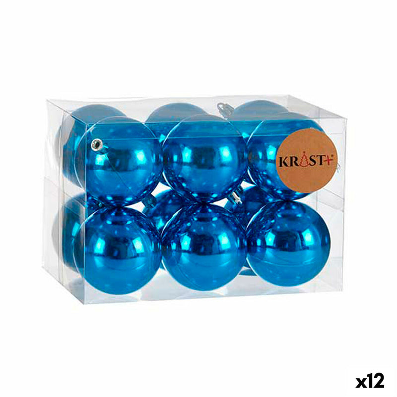 Weihnachtskugeln Set Blau Kunststoff (Ø 7 cm) (12 Stück)