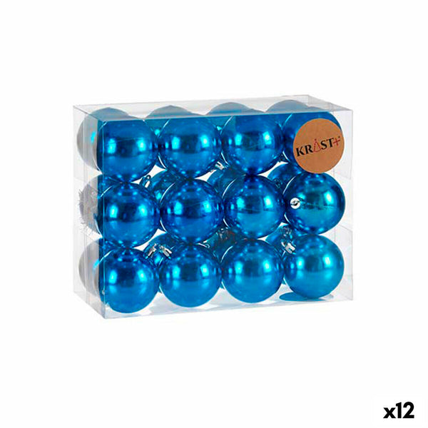 Weihnachtskugeln Set Blau Kunststoff (6 x 7 x 6 cm) (12 Stück)