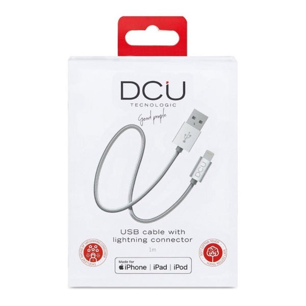 USB-Ladekabel Lightning  iPhone DCU Silberfarben 1 m